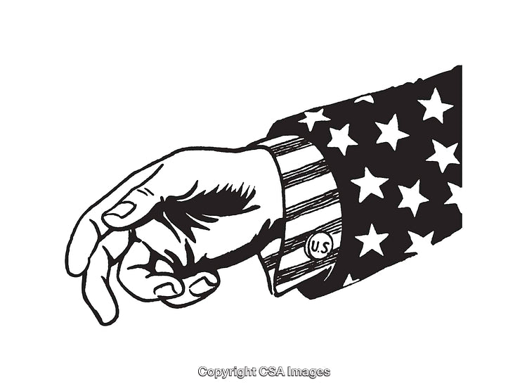 Illustration of a Hand in a Patriotic American Sleeve Design