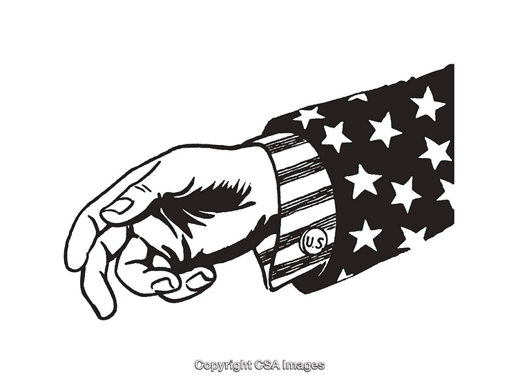 Illustration of a Hand in a Patriotic American Sleeve Design