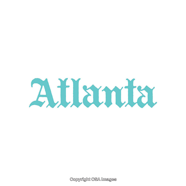 Stylized Atlanta Typography in Light Blue with a Gothic Font Design