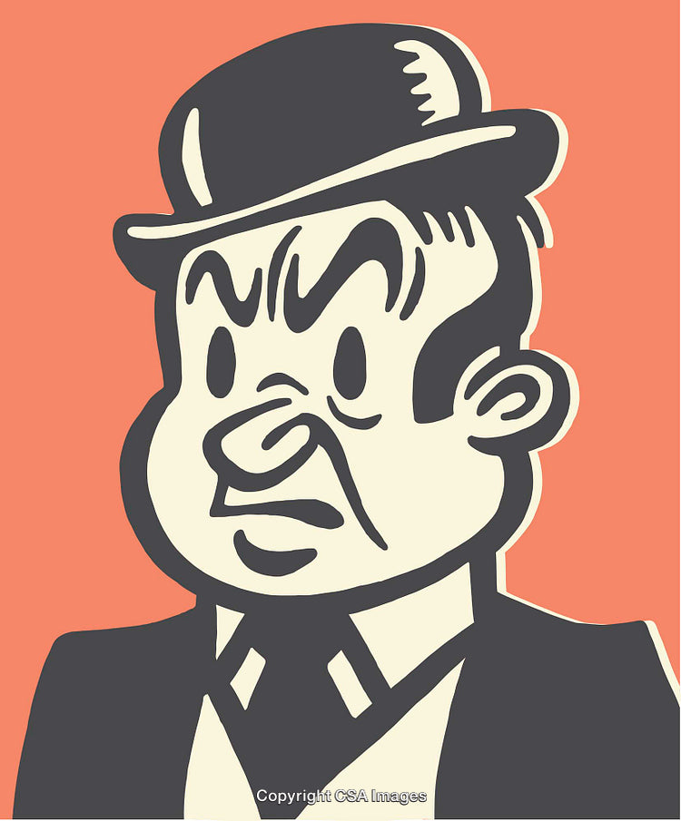 Retro Style Illustration of Man in Suit with Classic Expressions
