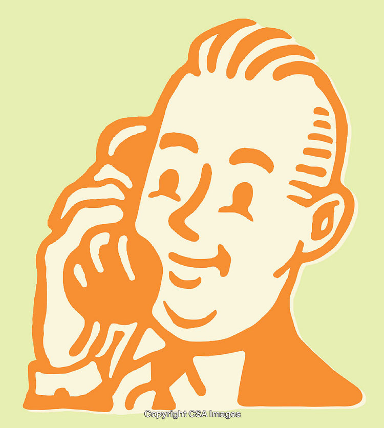 Retro Style Illustration of Man Talking on Telephone