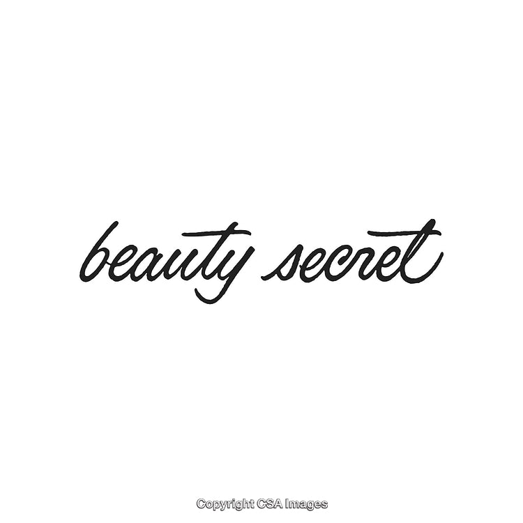 Elegant Calligraphy of 'Beauty Secret' in Bold Black Text on White Background