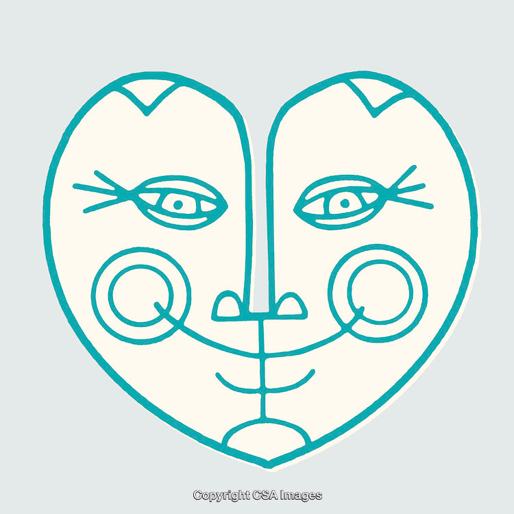 Abstract Heart Shaped Line Art Illustration with Dual Faces