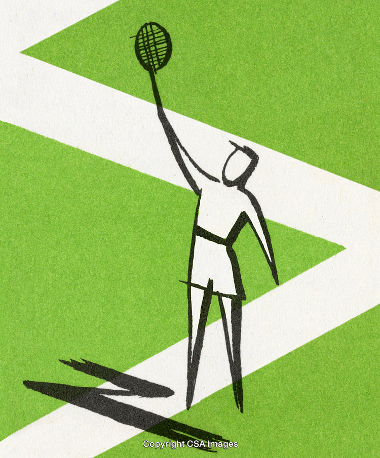 Abstract Tennis Player Illustration on Bold Green Background