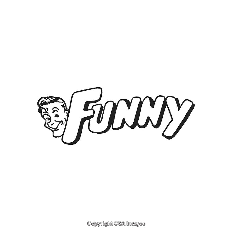 Retro Black and White Funny Text With Smiling Cartoon Character Illustration