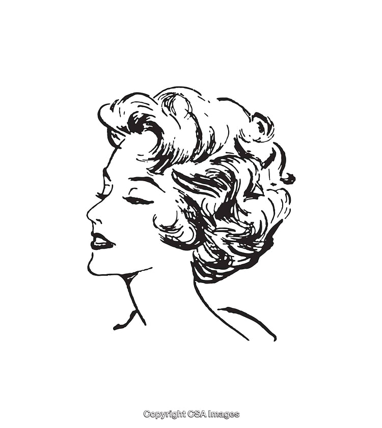 Elegant Black and White Line Art Illustration of a Woman's Profile