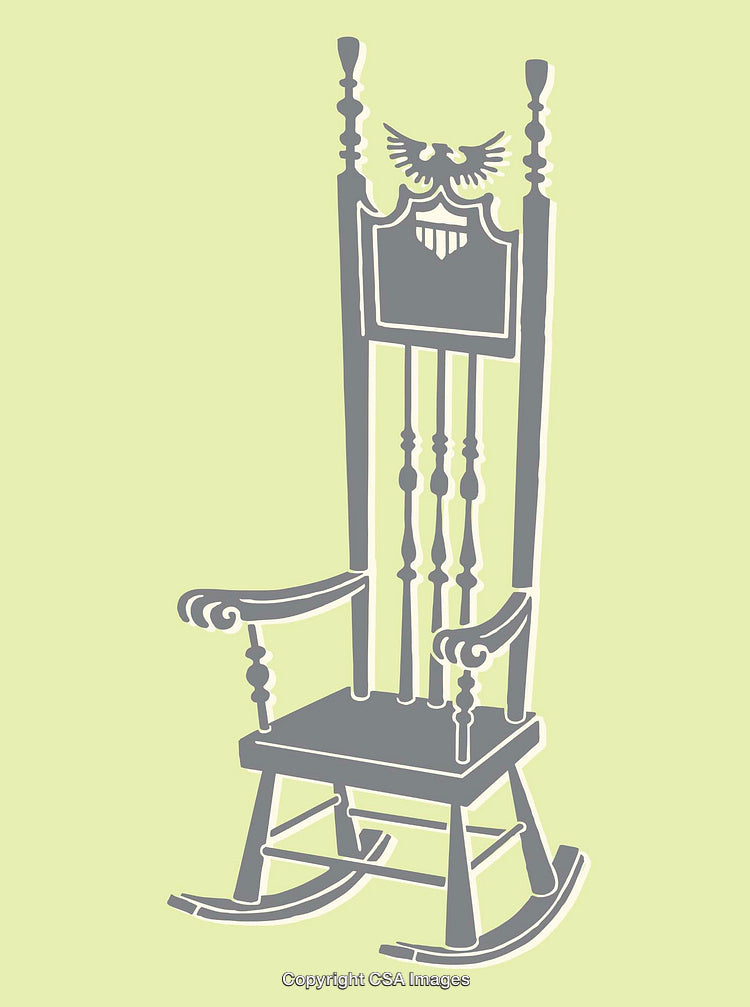 Elegant Line Art Illustration of a Decorative Wooden Rocking Chair