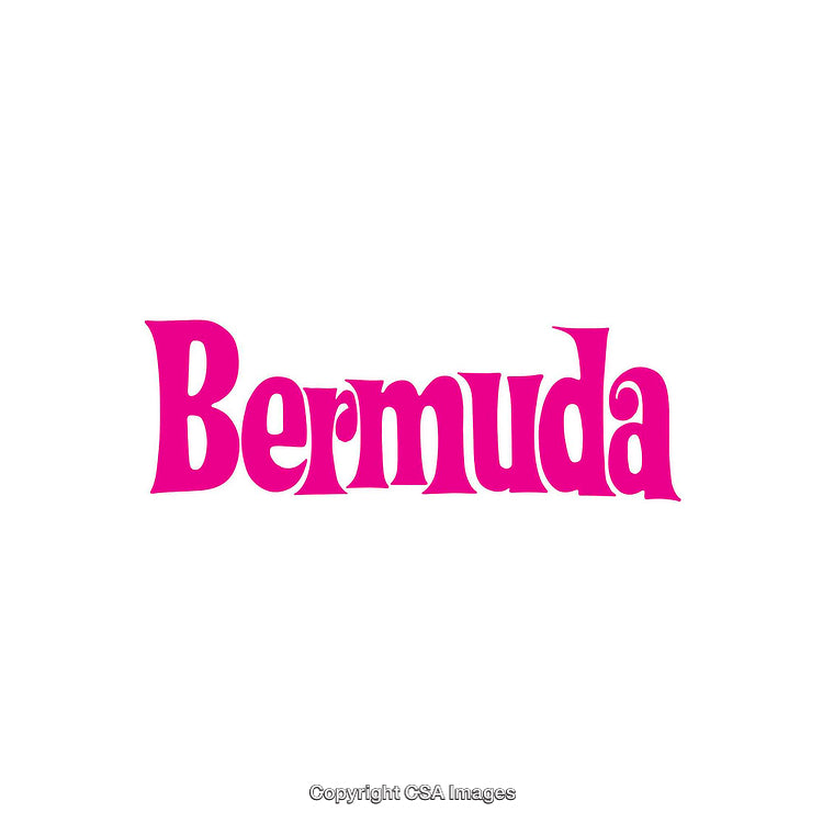 Bright Pink Bermuda Typography on White Background for Design Use