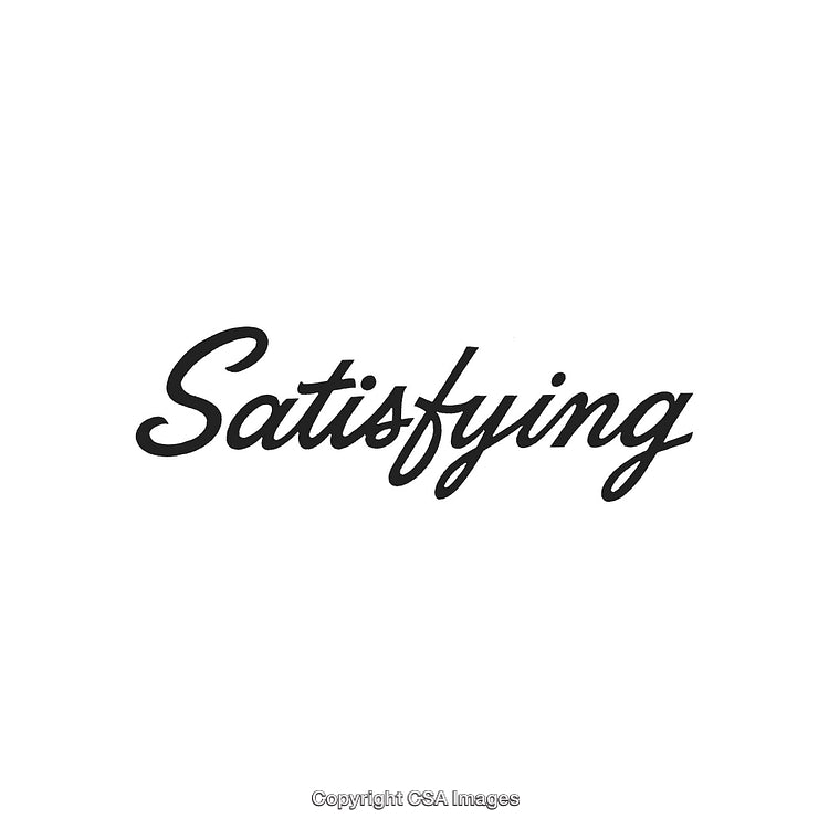 Elegant Calligraphic Word 'Satisfying' on a Plain White Background