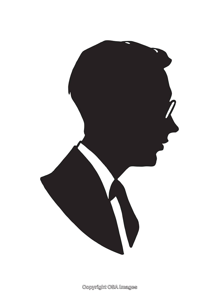Silhouette of a Professional Man in Profile, Wearing Glasses