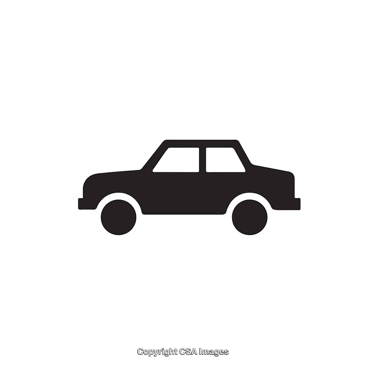 Black And White Car Icon Illustration in Simple Line Drawing Style