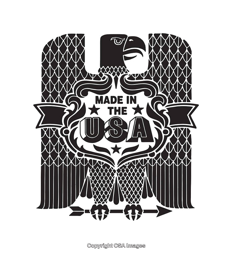 Eagle Emblem with 'Made in the USA' Text in Black and White