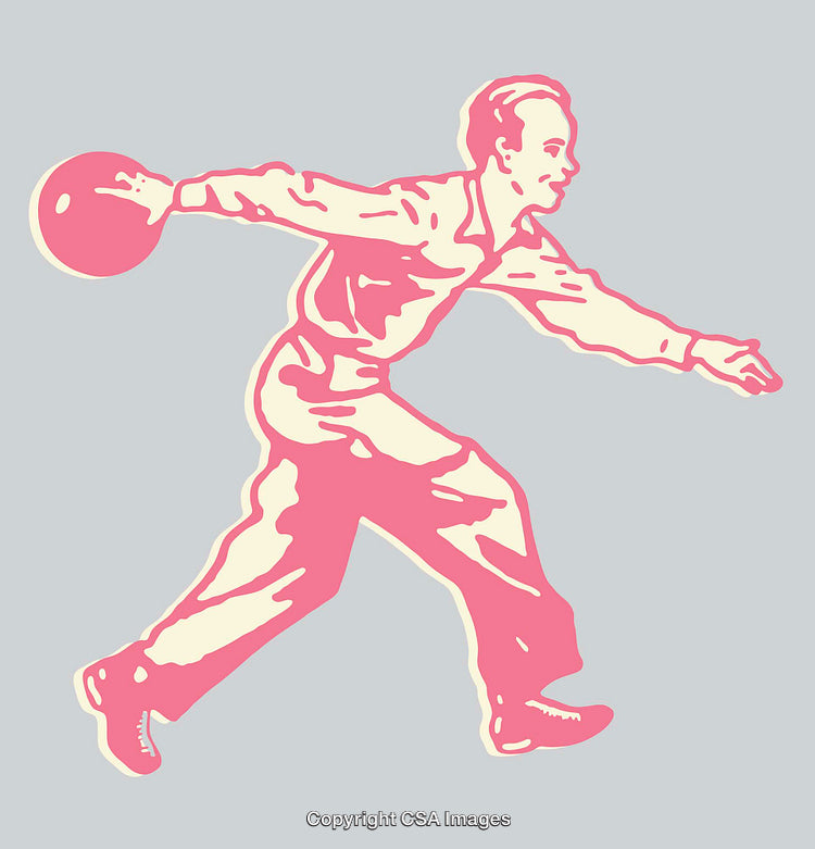 Vintage Style Illustration of a Bowler in Action Pose