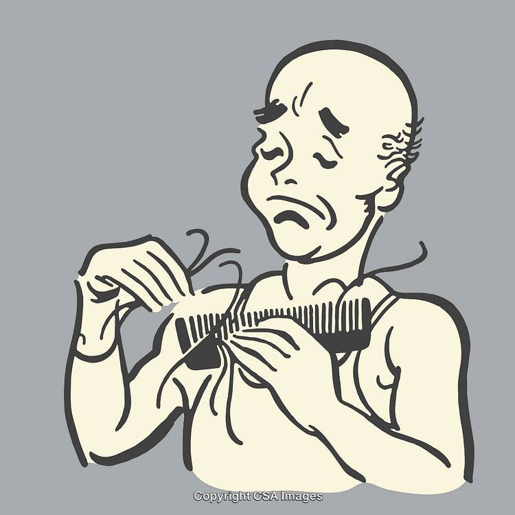 Comic Style Illustration of a Concerned Man Grooming
