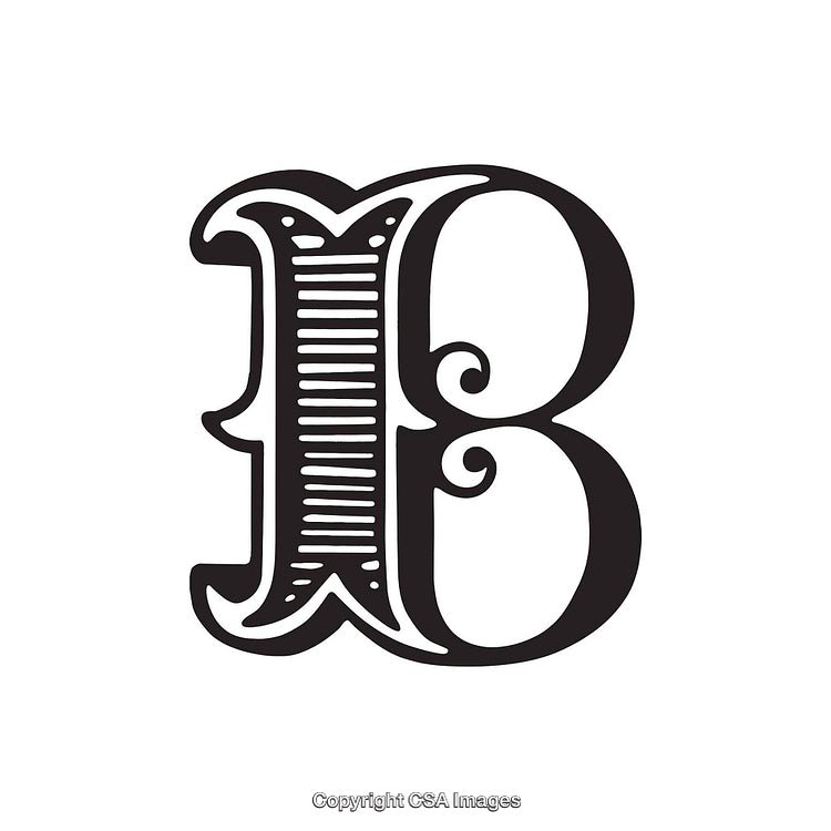 Vintage Ornamental Letter B with Decorative Embellishments