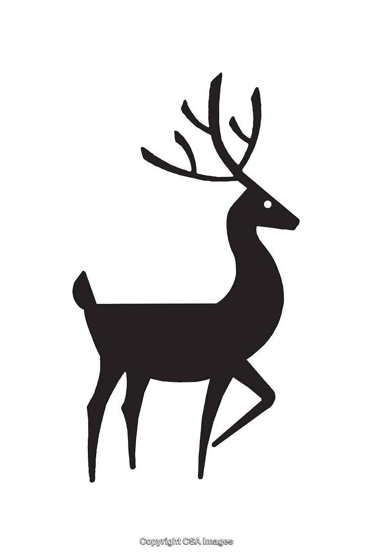 Simple Black and White Silhouette of a Majestic Deer with Antlers