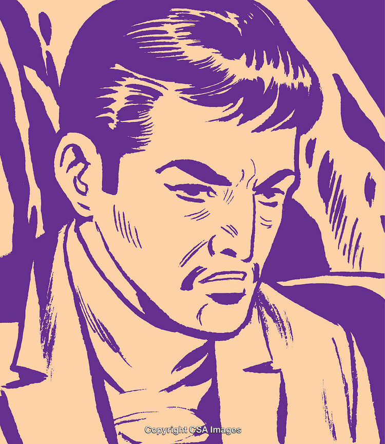Retro Style Illustration of a Contemplative Man Featuring Bold Colors