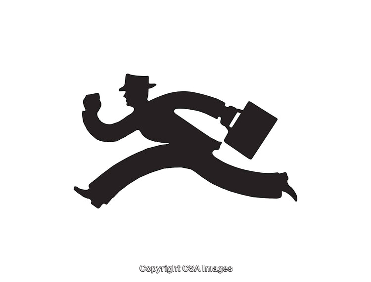 Silhouette Businessman Running With Briefcase in Hand