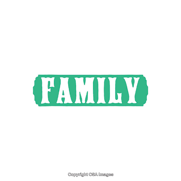 Green Typographic Design Featuring the Word Family in Bold White Letters