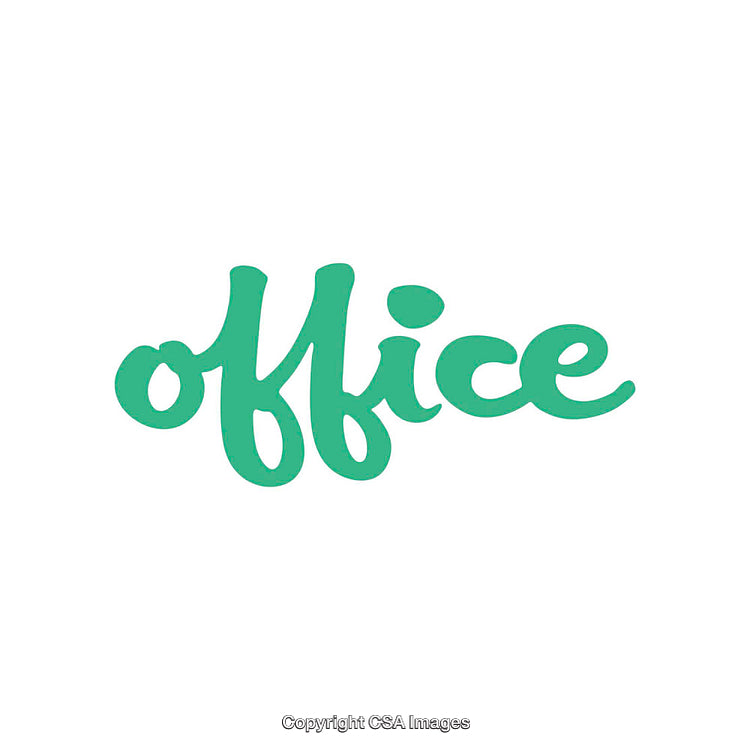 Green Stylized Text Featuring the Word Office in Cursive Style