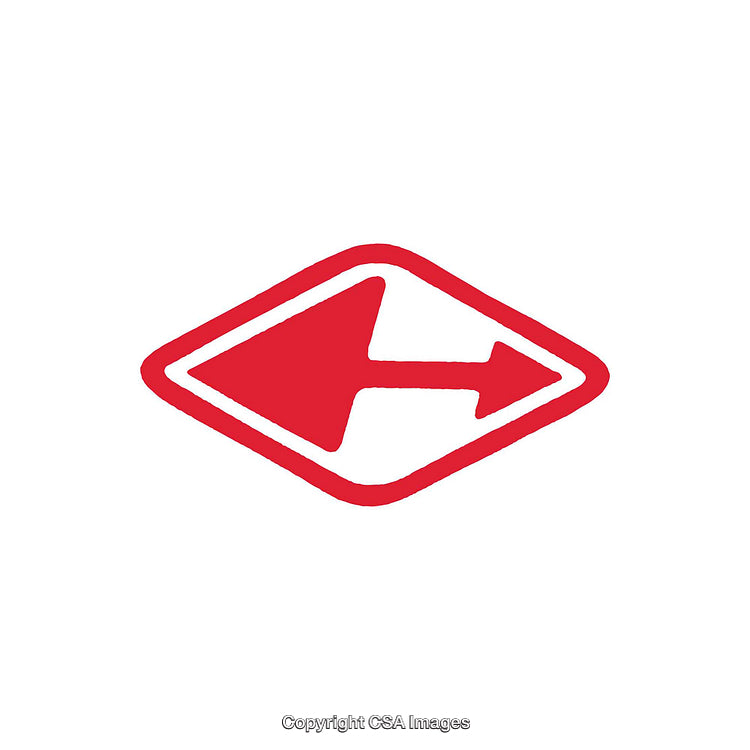 Red Arrow Sign in Abstract Design with White Background