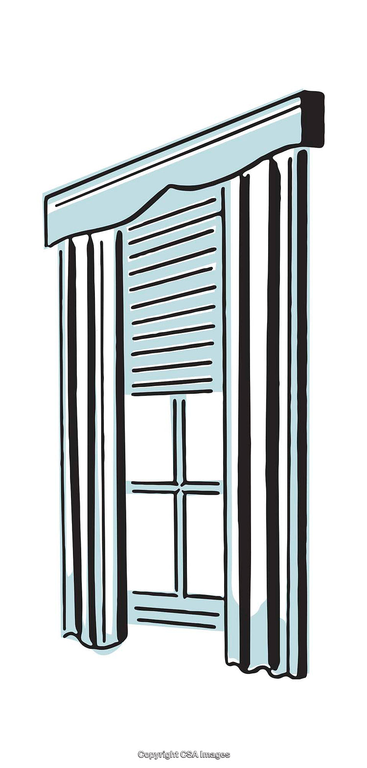 Illustration of a Window with Curtains in Minimalist Style