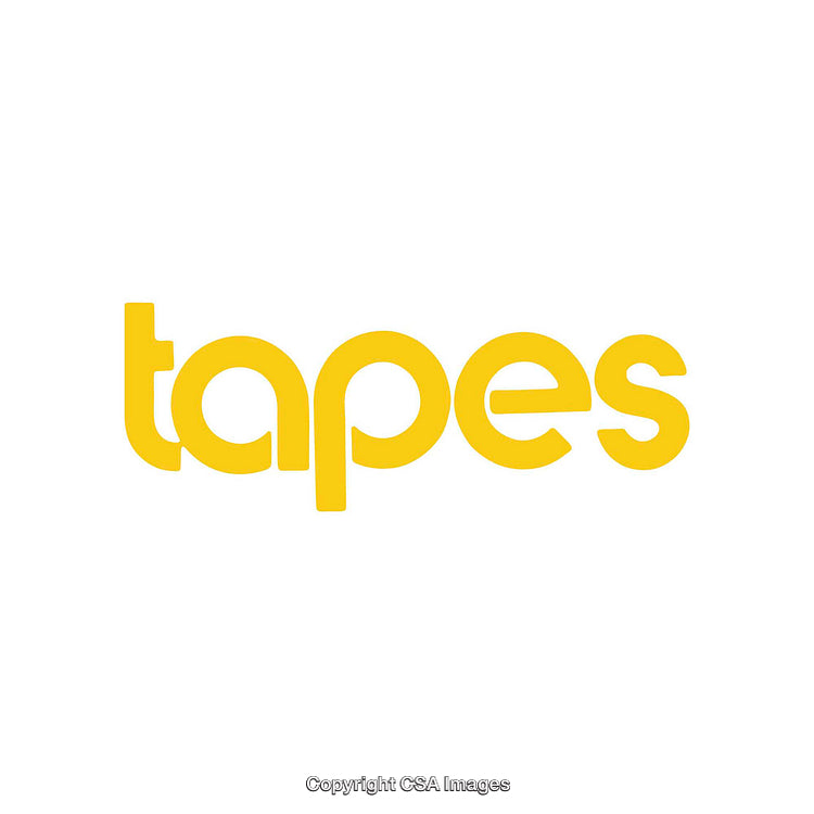 Bright Yellow 'Tapes' Text on a White Background