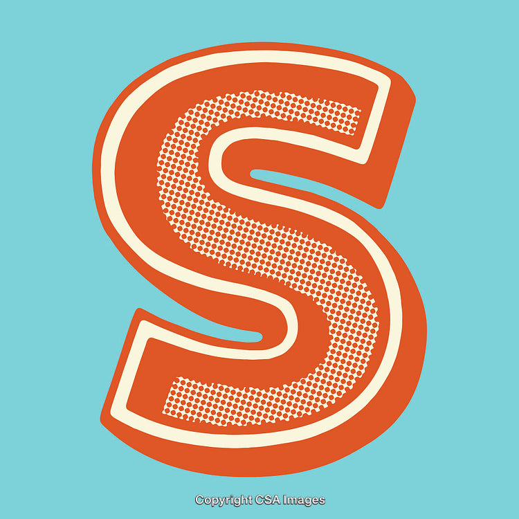 Stylized Letter S with Retro Design Elements on Blue Background