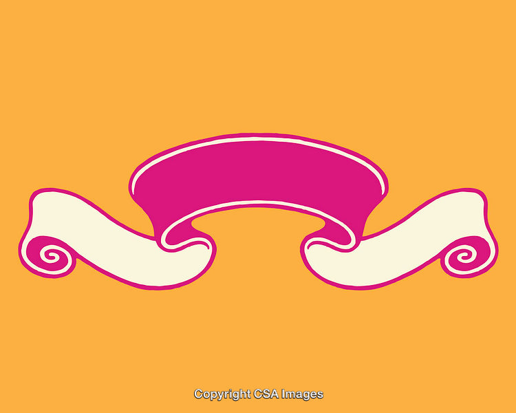 Colorful Ribbon Banner Illustration on Vibrant Orange Background