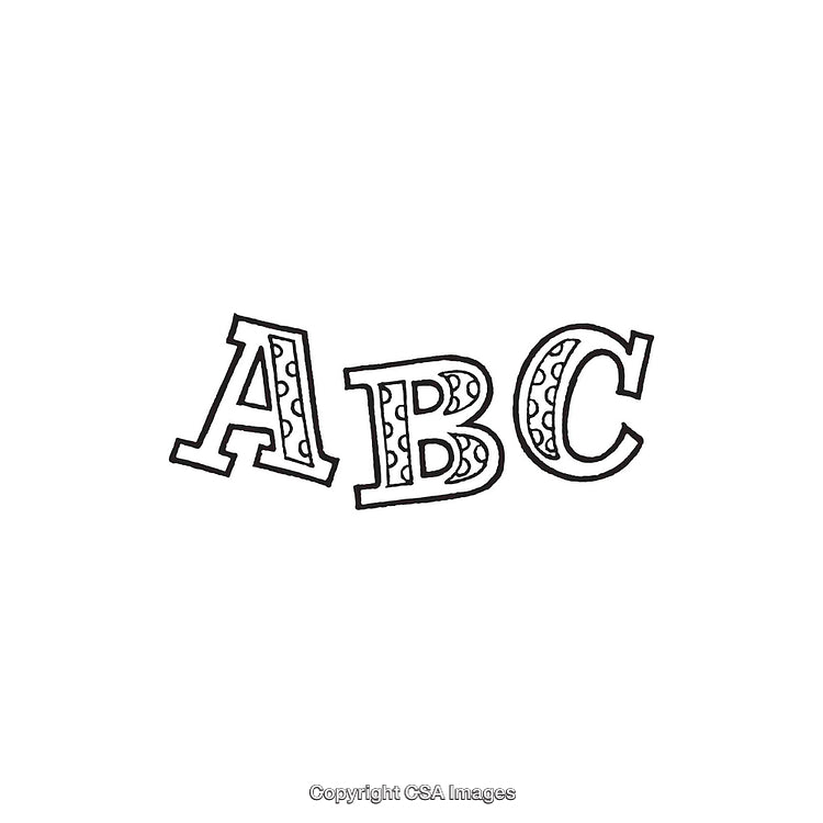 Decorative Alphabet Letters A, B, and C with Fun Patterns and Designs