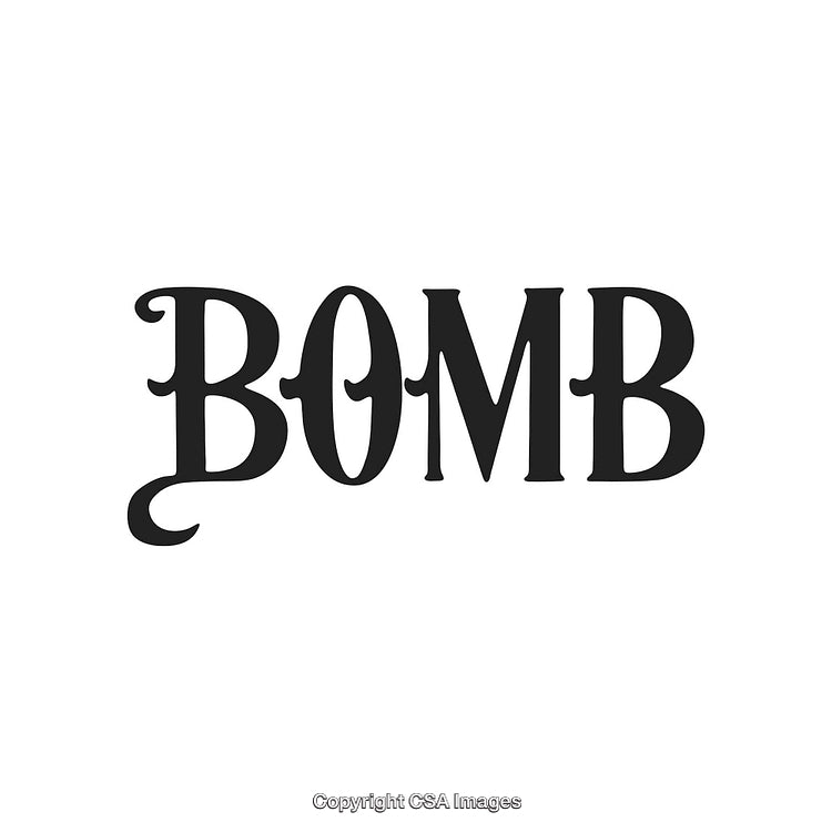 Stylish Calligraphic Display of the Word Bomb in Minimalistic Font Style