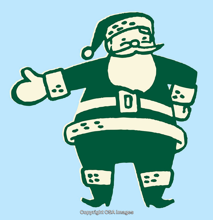 Vintage Style Color Line Art Illustration of Santa Claus