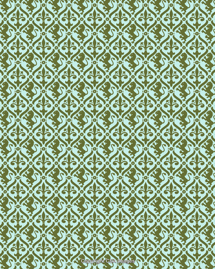 Rampant Lion Fleur-de-lys Pattern