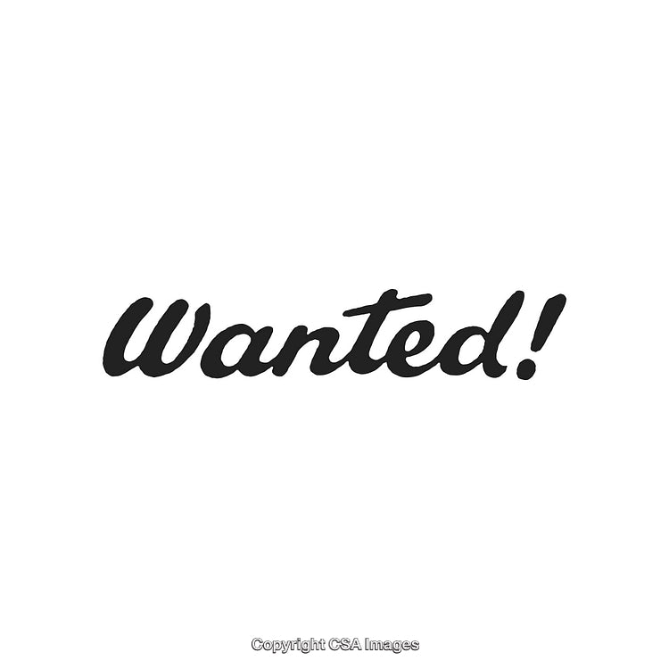 Bold 'Wanted!' Text in Black on White Background
