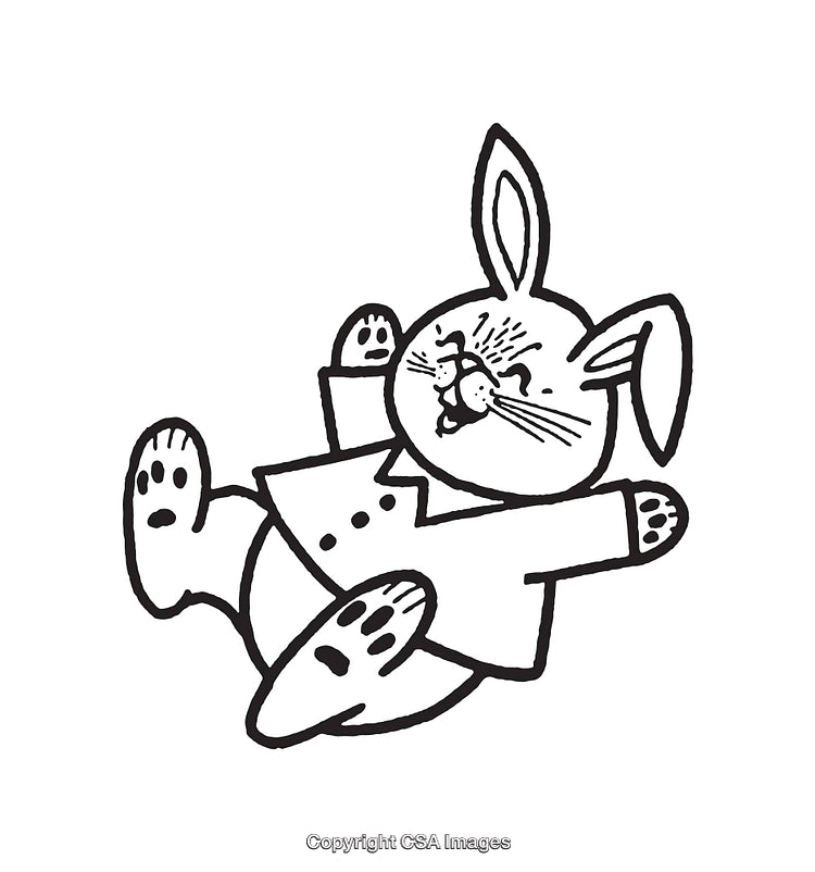 Playful Line Art Illustration of a Smiling Bunny in Casual Attire
