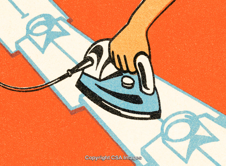 Illustration of Hand Ironing With a Modern Electric Iron on Fabric