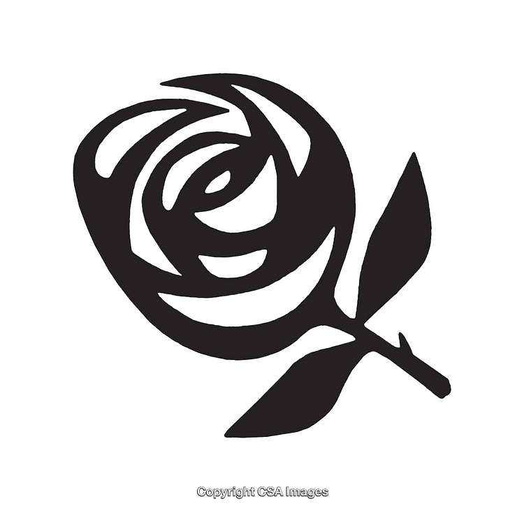 Black and White Rose Line Art Illustration Featuring Simplified Elegant Design