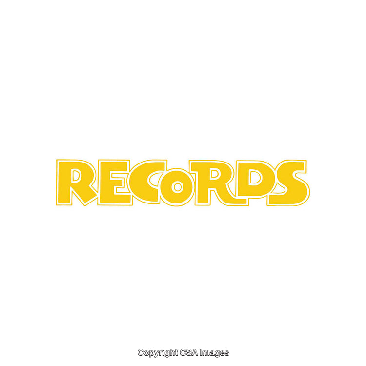 Yellow Records Text Logo in Bold Playful Font on White Background
