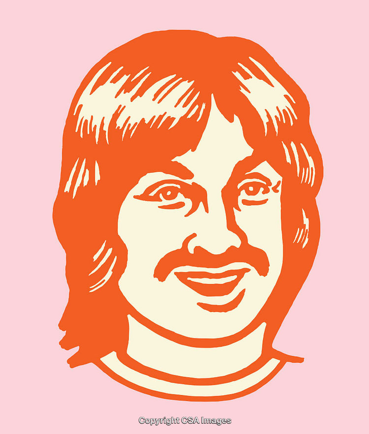 Retro-Styled Portrait Illustration in Bold Colors and Abstract Design