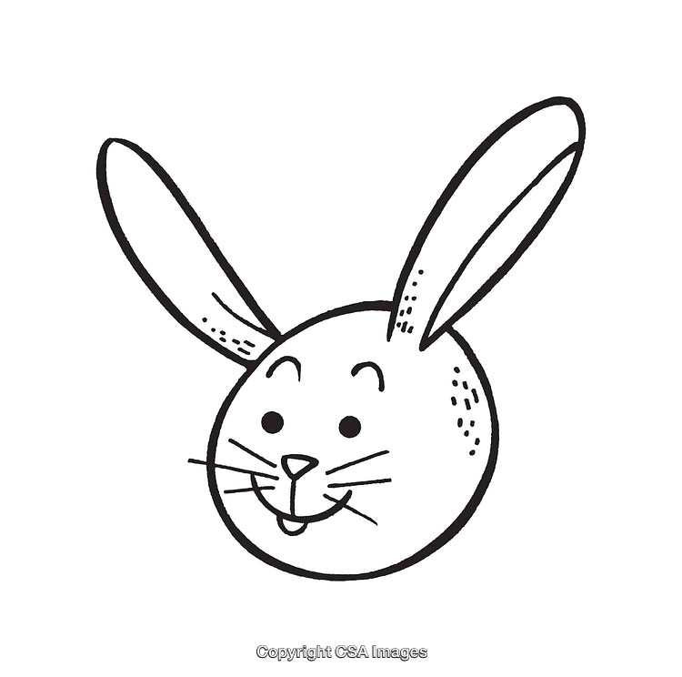 Simple Black and White Line Art of a Rabbit Face Doodle
