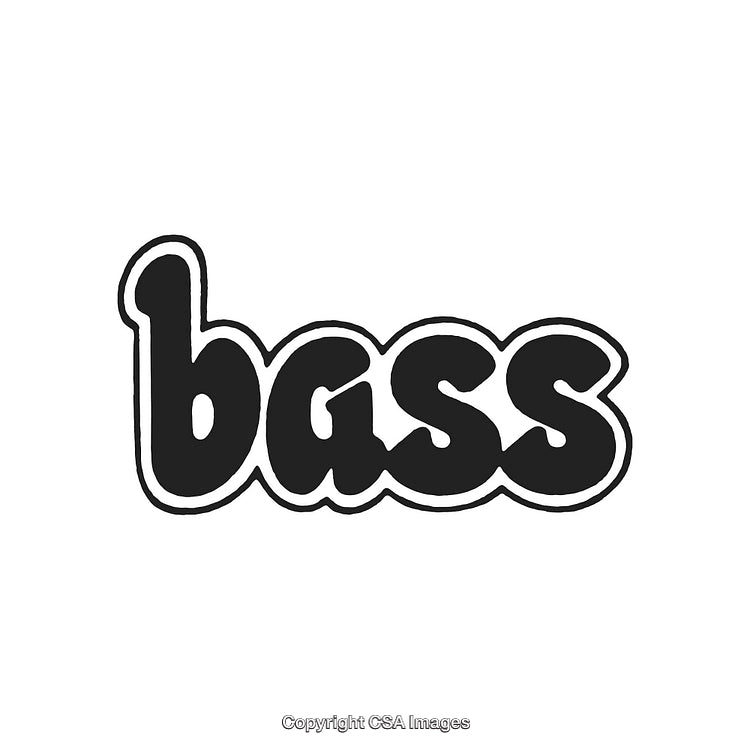 Stylized Word 'Bass' in Bold Black Font with Modern Design Elements