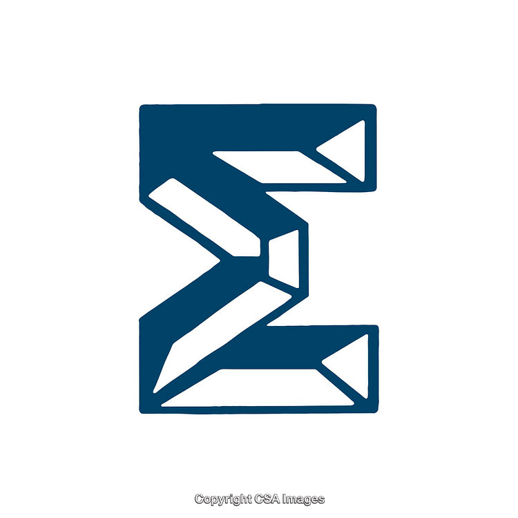 Blue Geometric Representation of Sigma Letter Greek Alphabet Symbol