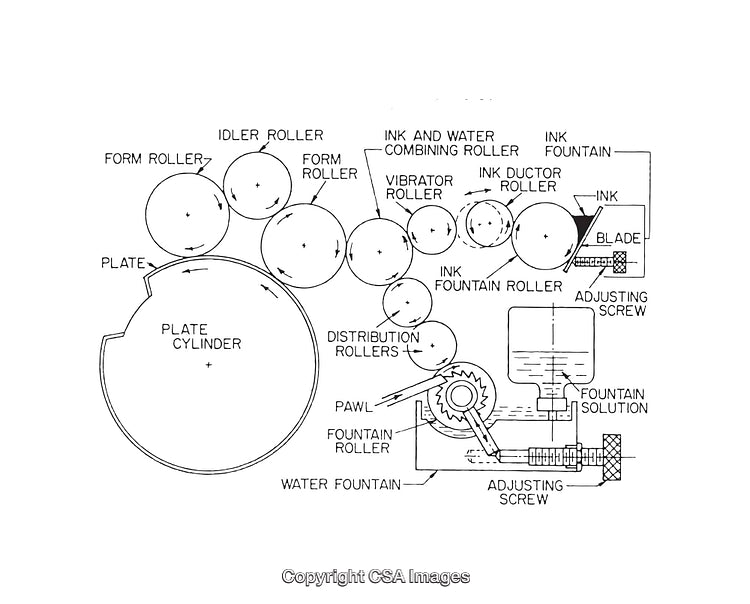 Detailed Schematic Diagram of an Offset Printing Press Roller System