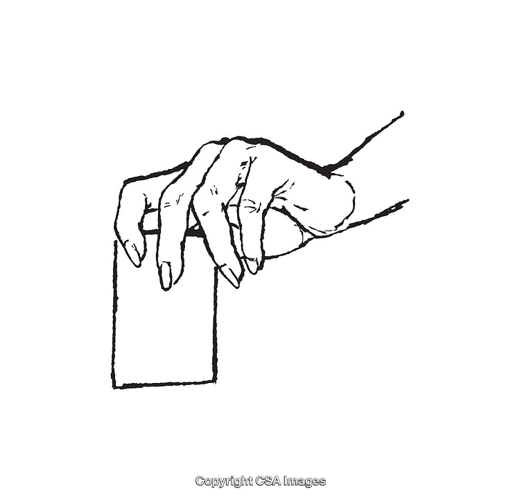 Minimalist Line Art Illustration of a Hand Holding a Small Card
