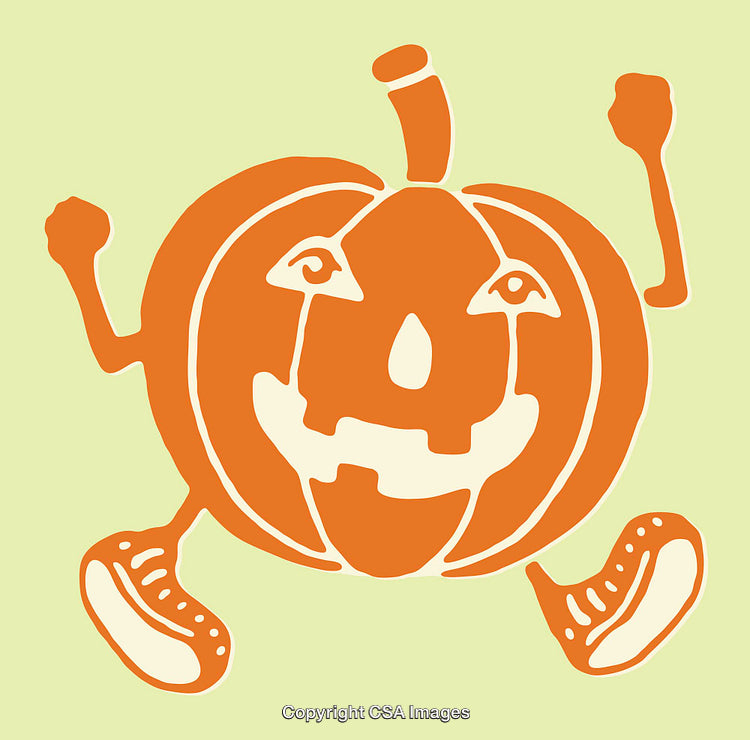Cheerful Cartoon Pumpkin With Arms and Legs in Whimsical Style