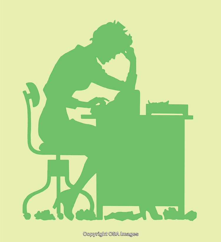 Silhouette of a Businesswoman Working Stressed at Her Desk With Papers