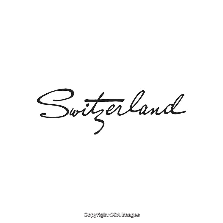 Handwritten Switzerland Typography on a White Background Featuring Elegant Calligraphy