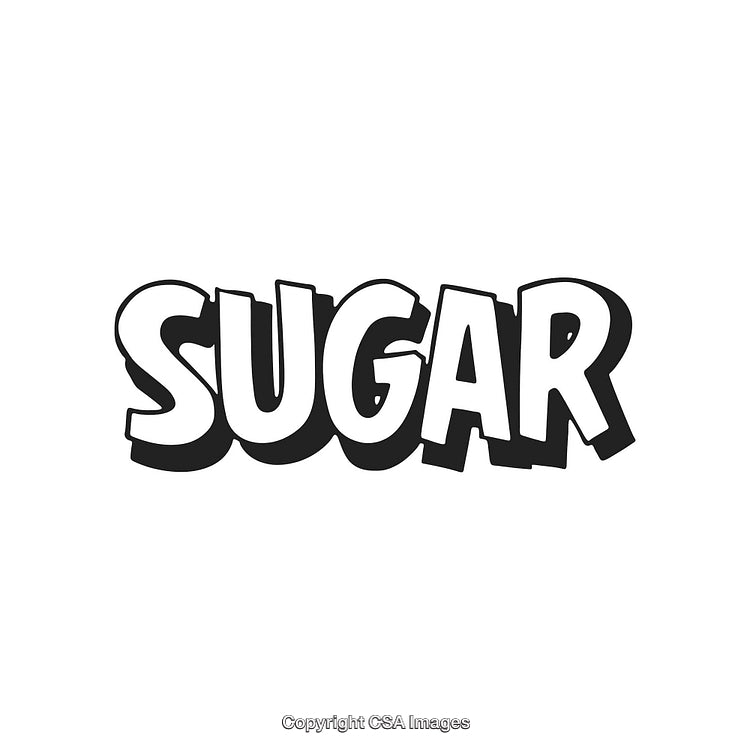 Black And White Cartoon Style Sugar Text Illustration With Bold Typeface