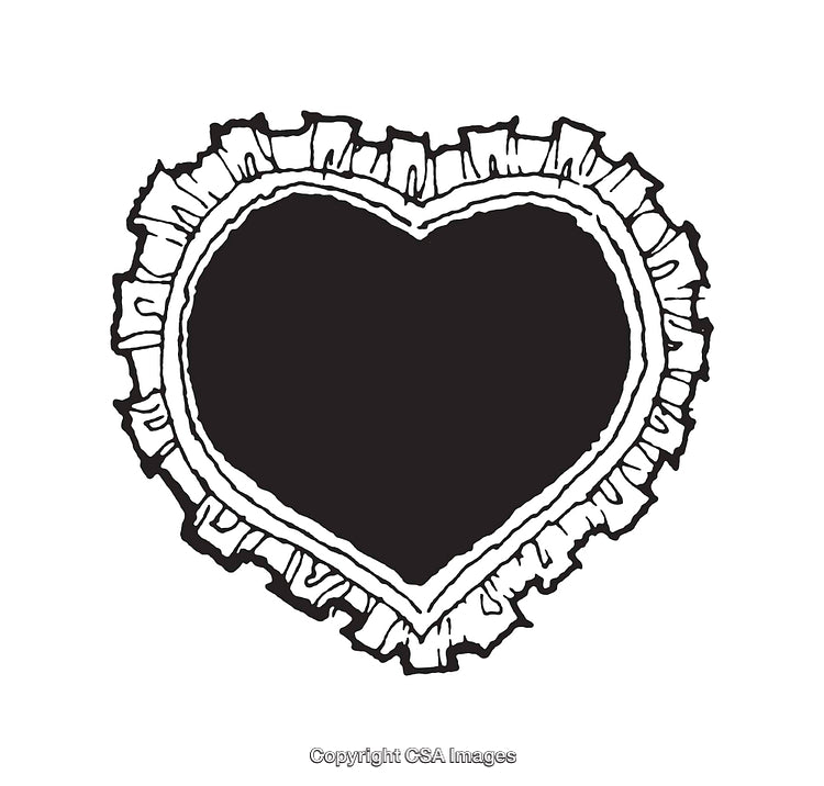Black and White Line Art Heart Illustration with Decorative Border