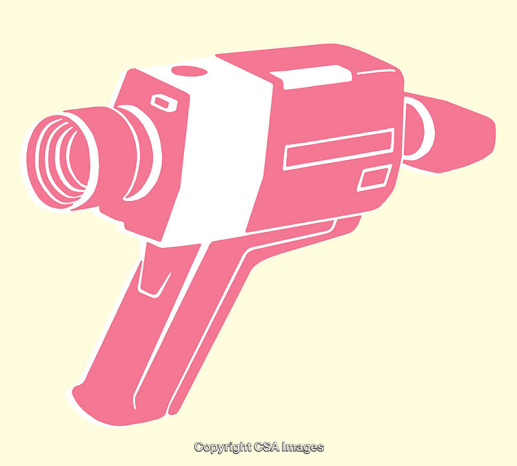 Pink Camera Retro Illustration in Minimalist Digital Art Style